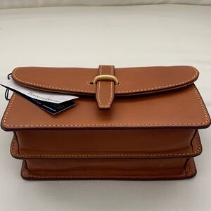 NWT - Dooney & Bourke Natural Leather Logo Patch Clutch/Crossbody
